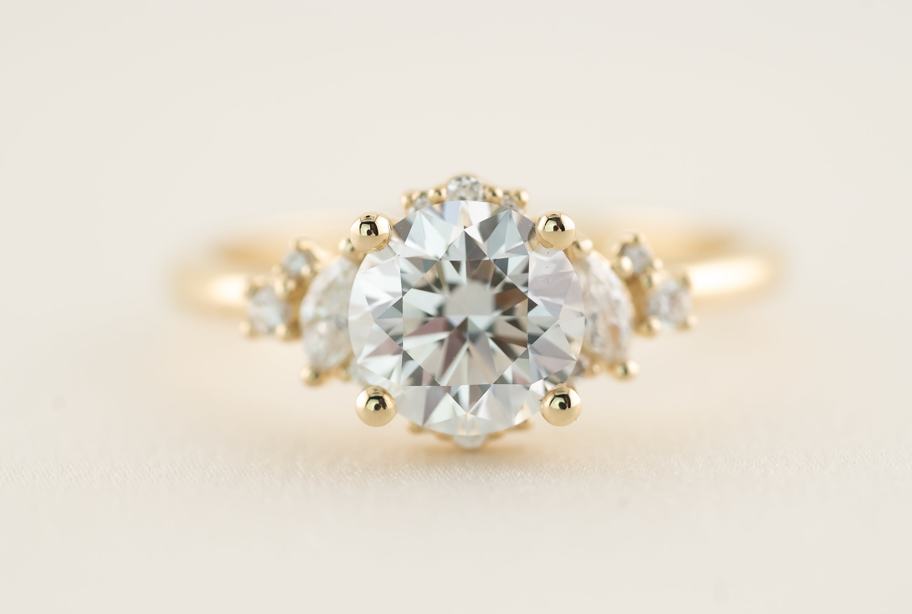 Marquise Shaped Three Stone Lab Grown Diamond Engagement Ring